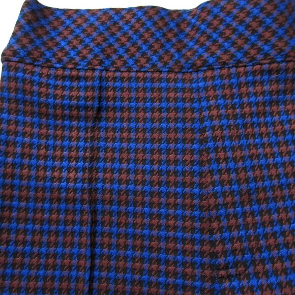 NWT SPANX Hi-Rise Flare Perfect Pant in Blue Brown Houndstooth Jacquard XS x 32 - Picture 3 of 7
